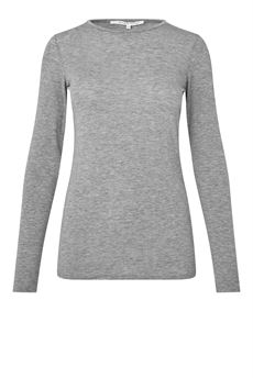 SECOND FEMALE T-SHIRT, MATIMA O-NECK TEE, GREY MELANGE